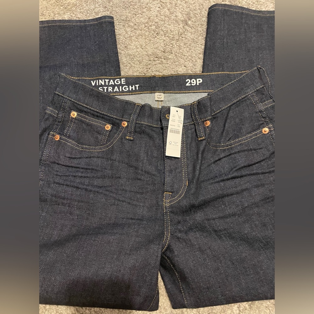 JCrew Petite 9" mid-rise vintage slim-straight jean in resin rinse